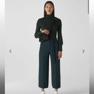 𝅺WHISTLES sprinkle tie waist trouser dark green wide leg